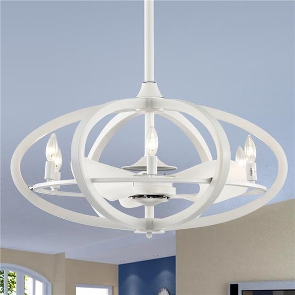 Warehouse Of Tiffany CFL-8464WH 29 in. Torge Matte 3-Blade Fandelier; White CFL-8464WH - main